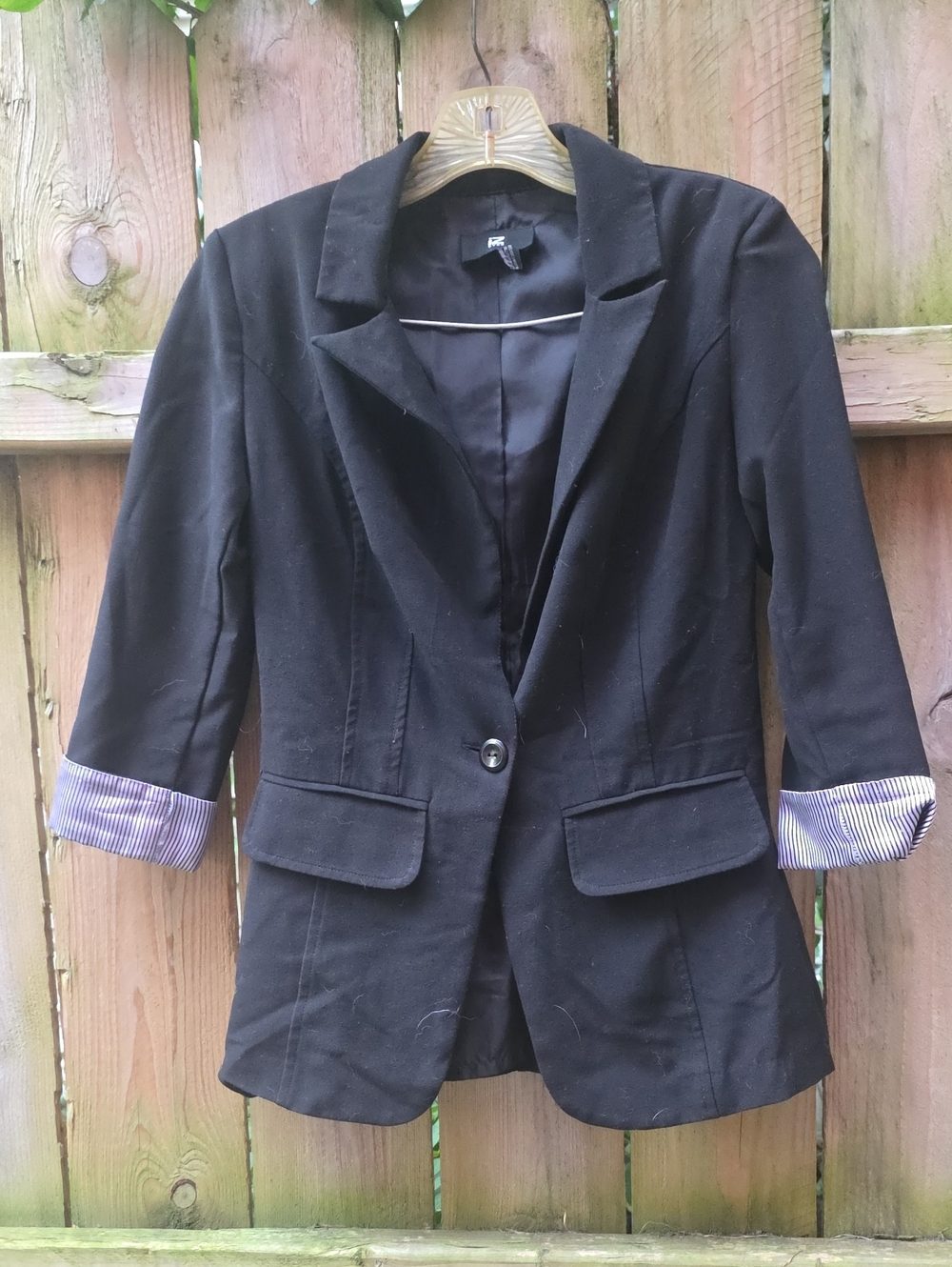 Iz Byer Black Women's Blazer with Rolled Cuff Detail
